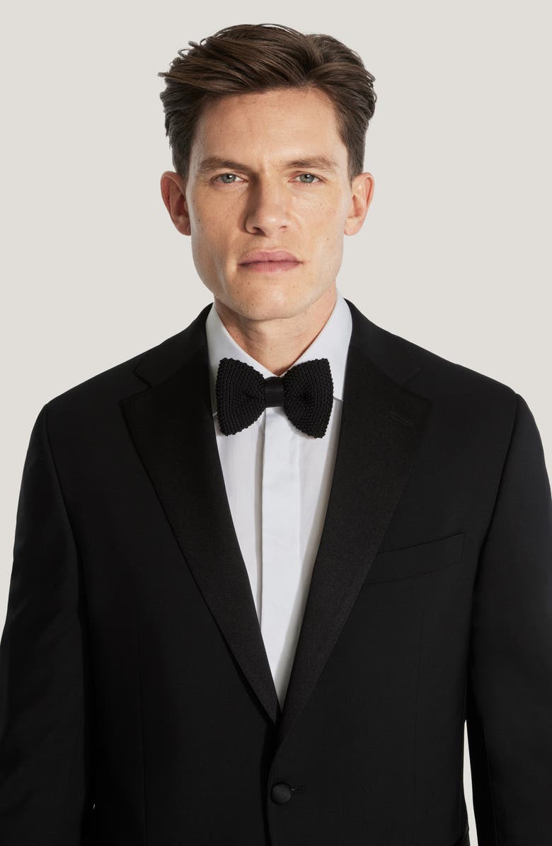 Jack Victor Ezra Notched Lapel Black Wool Tuxedo, Alternate, color, Black