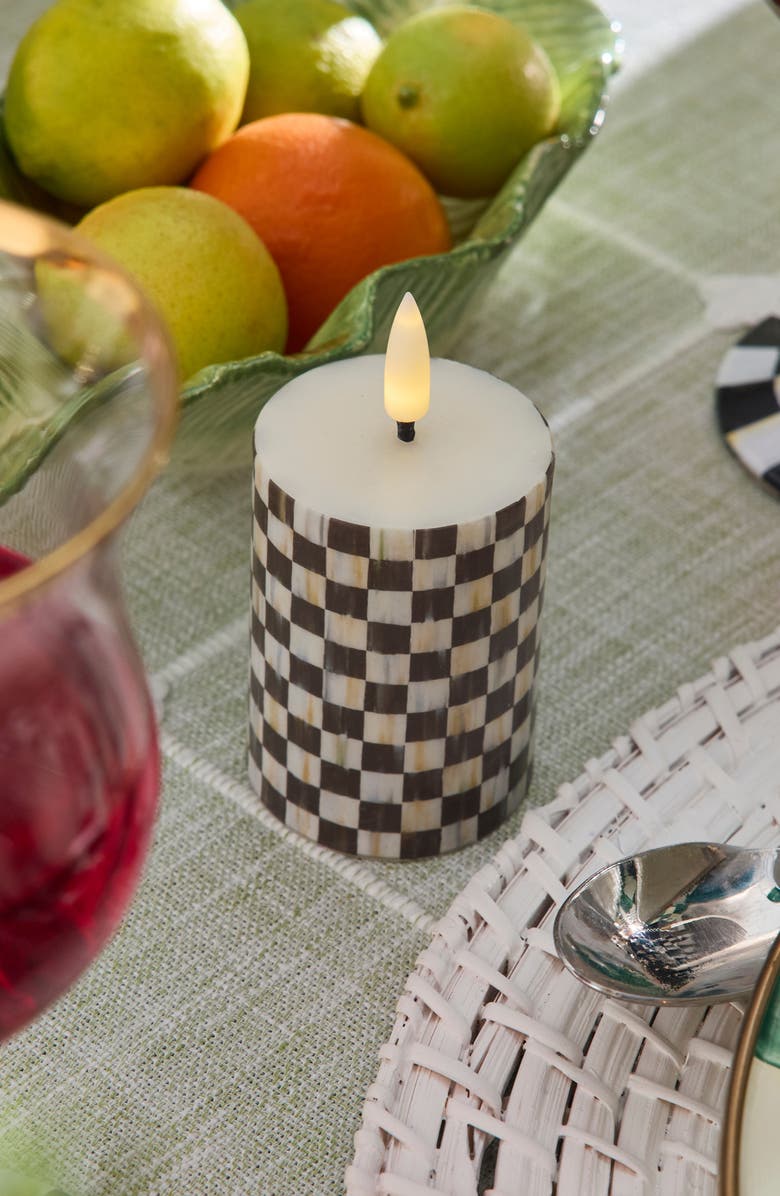 MACKENZIE CHILDS Set of 4 Courtly Check Flameless Votive Candles, Alternate, color, Black/ White