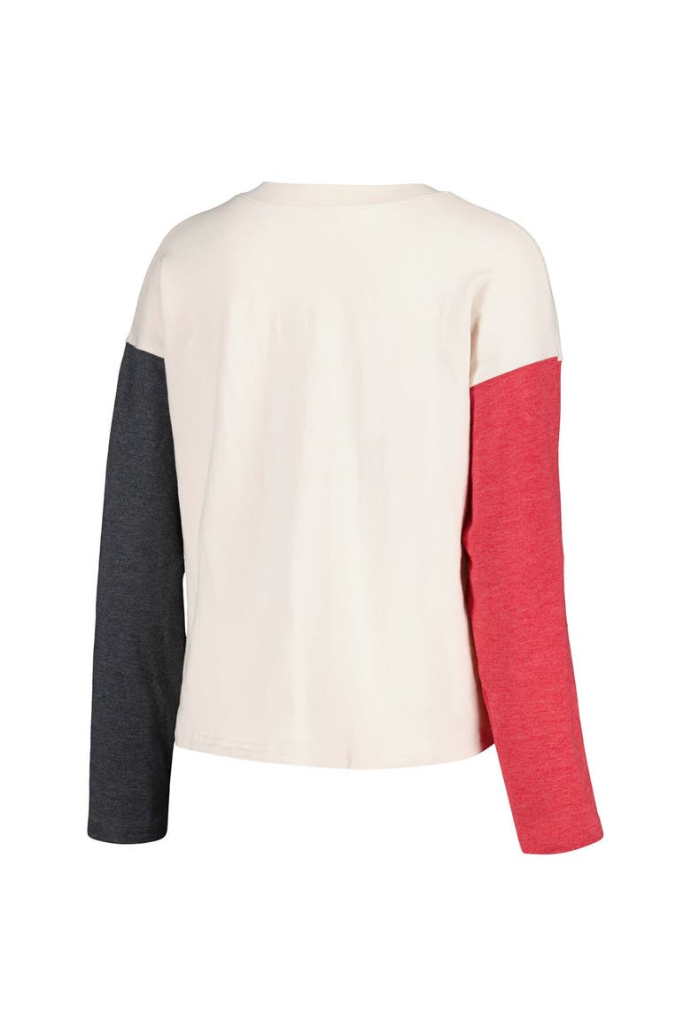 Women's Wes & Willy Cream Alabama Crimson Tide Colorblock Long Sleeve V-Neck T-Shirt and Shorts Set, Alternate, color, Cream