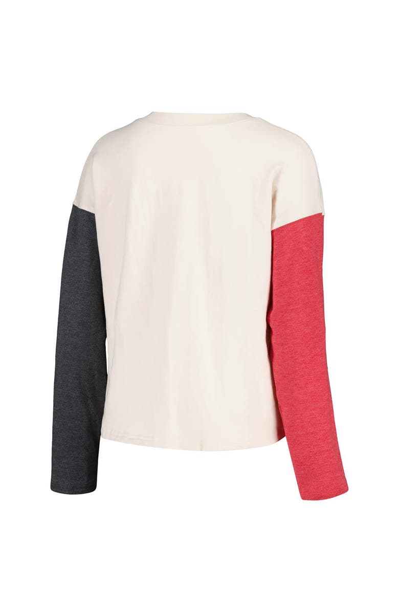 Wes & Willy Women's Wes & Willy Cream Alabama Crimson Tide Colorblock Long Sleeve V-Neck T-Shirt and Shorts Set, Alternate, color, 