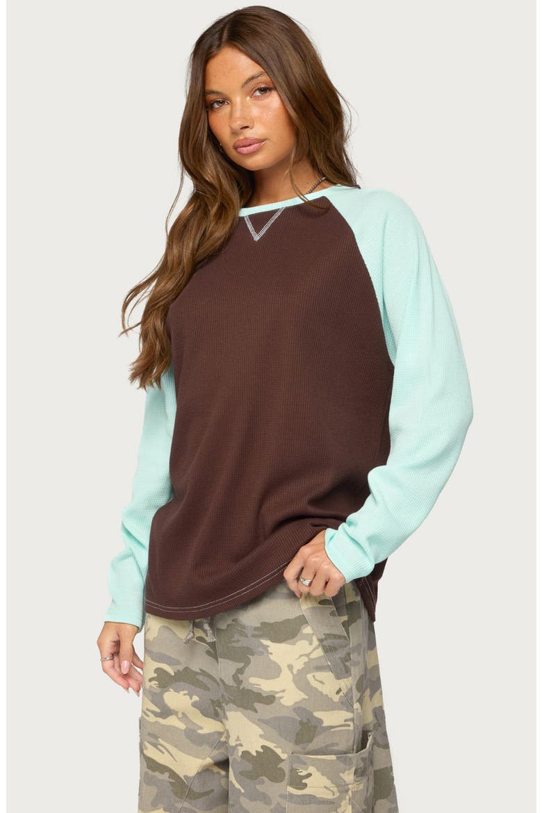 Me Time Oversize Waffle Knit Top, Alternate, color, BROWN