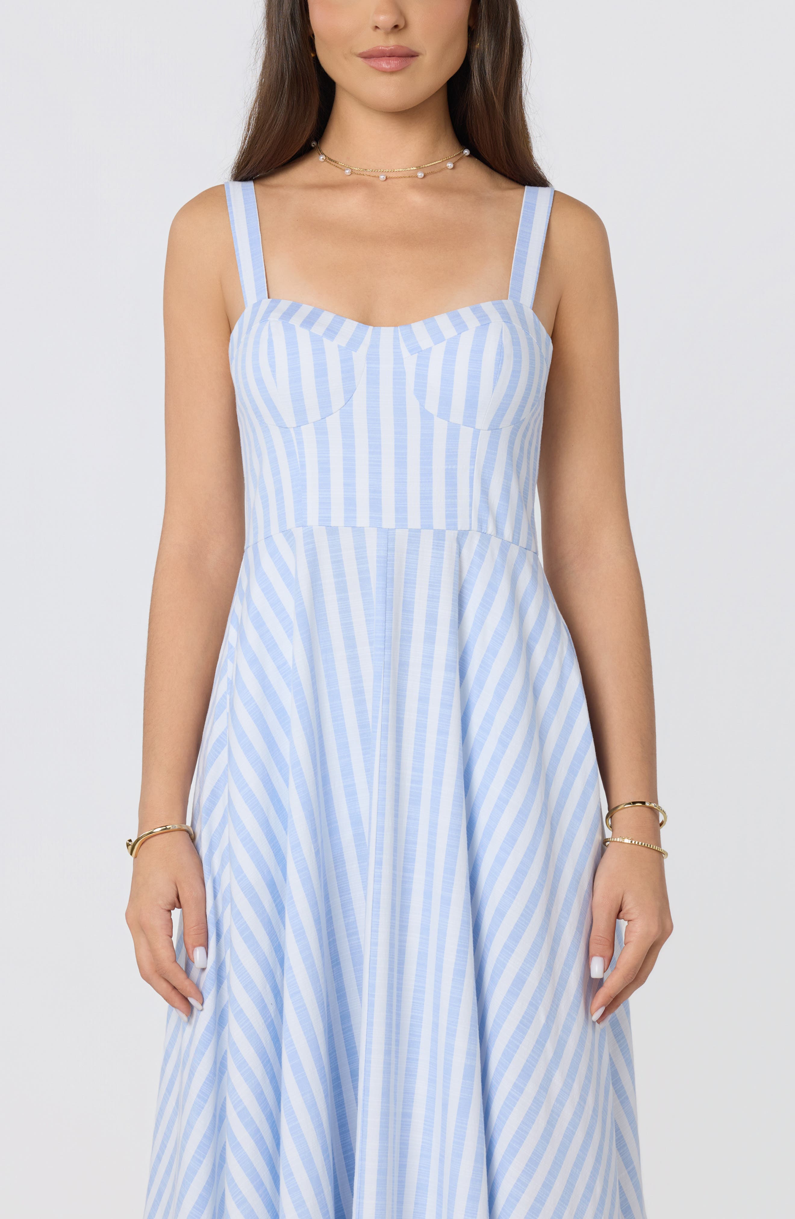 Isabela Stripe Sweetheart Neck Midi Dress (Women) | Nordstrom