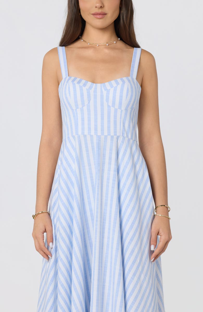 ASTR the Label Isabela Stripe Sweetheart Neck Midi Dress, Alternate, color, Blue Stripe