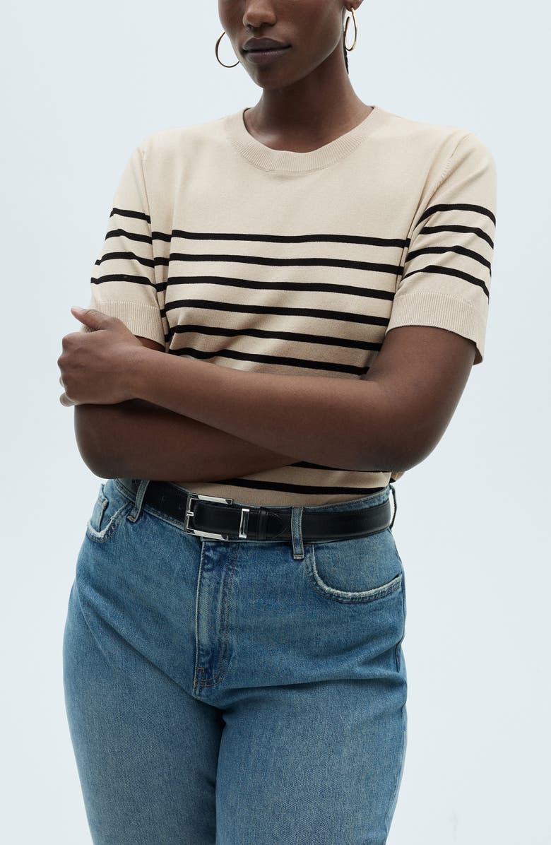 MANGO Short Sleeve Sweater, Alternate, color, Medium Brown