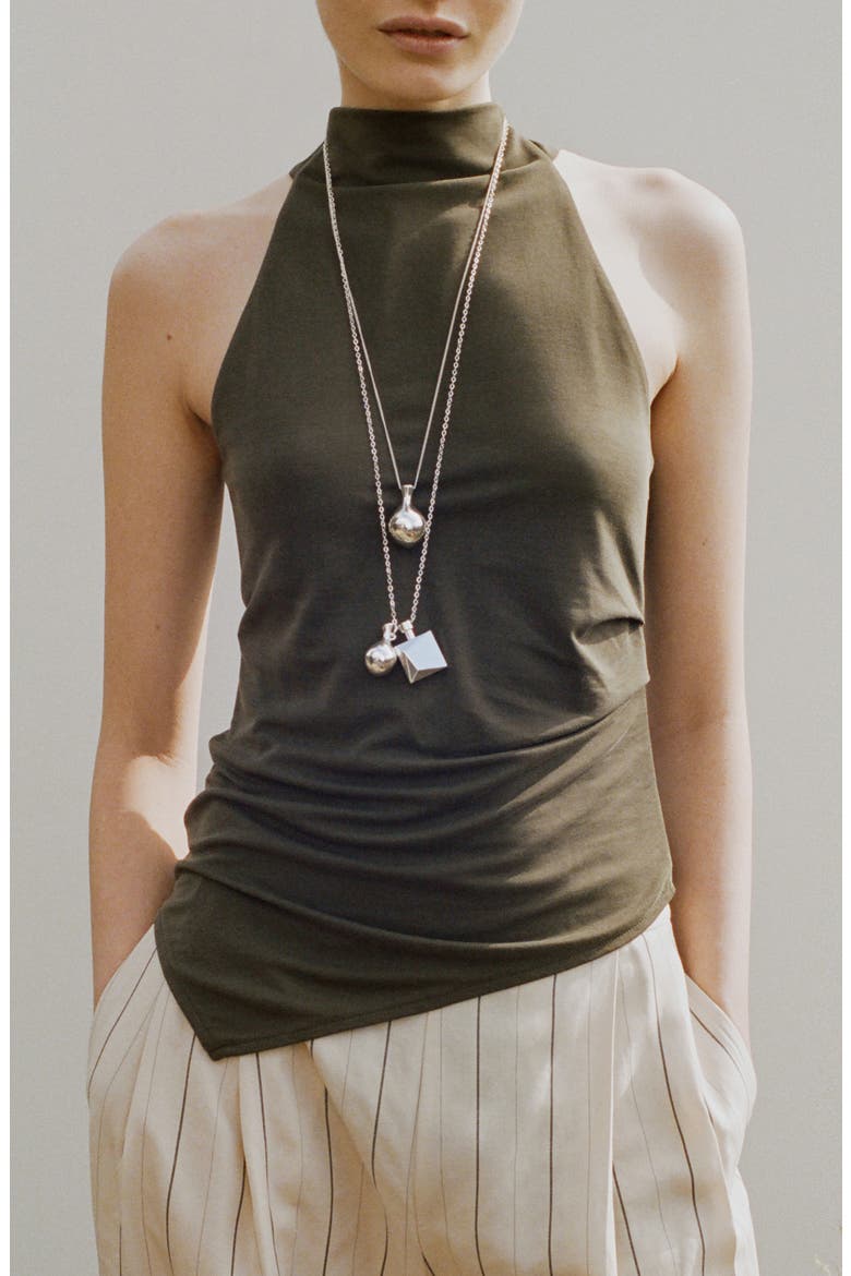 Asymmetric Ruched Top, Main, color, KHAKI GREEN
