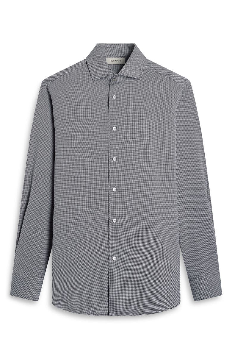 Bugatchi Devon OoohCotton<sup>®</sup> Houndstooth Button-Up Shirt, Alternate, color, Black