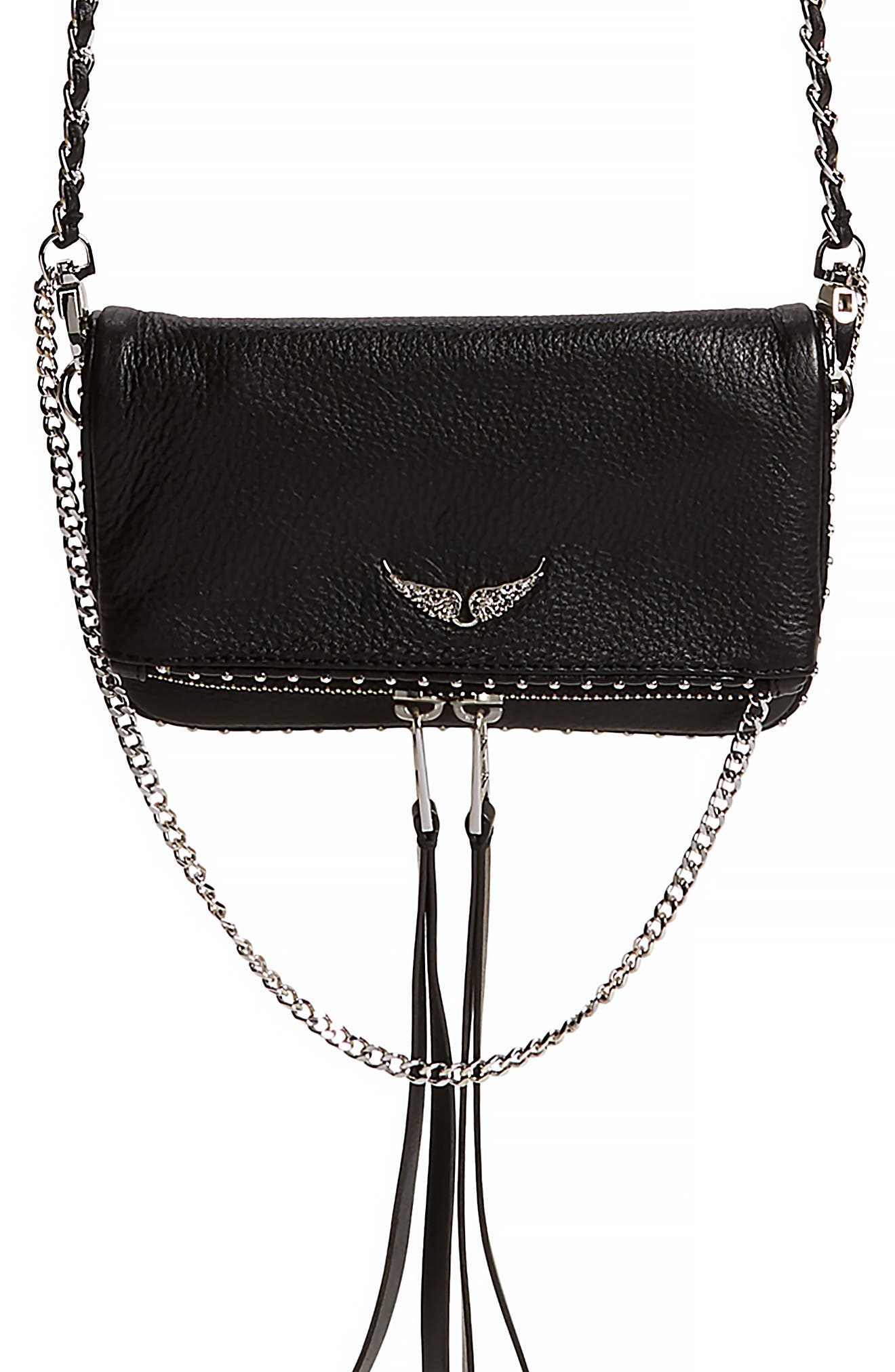 Zadig & Voltaire Rock Nano Leather Crossbody Bag, Main, color, 