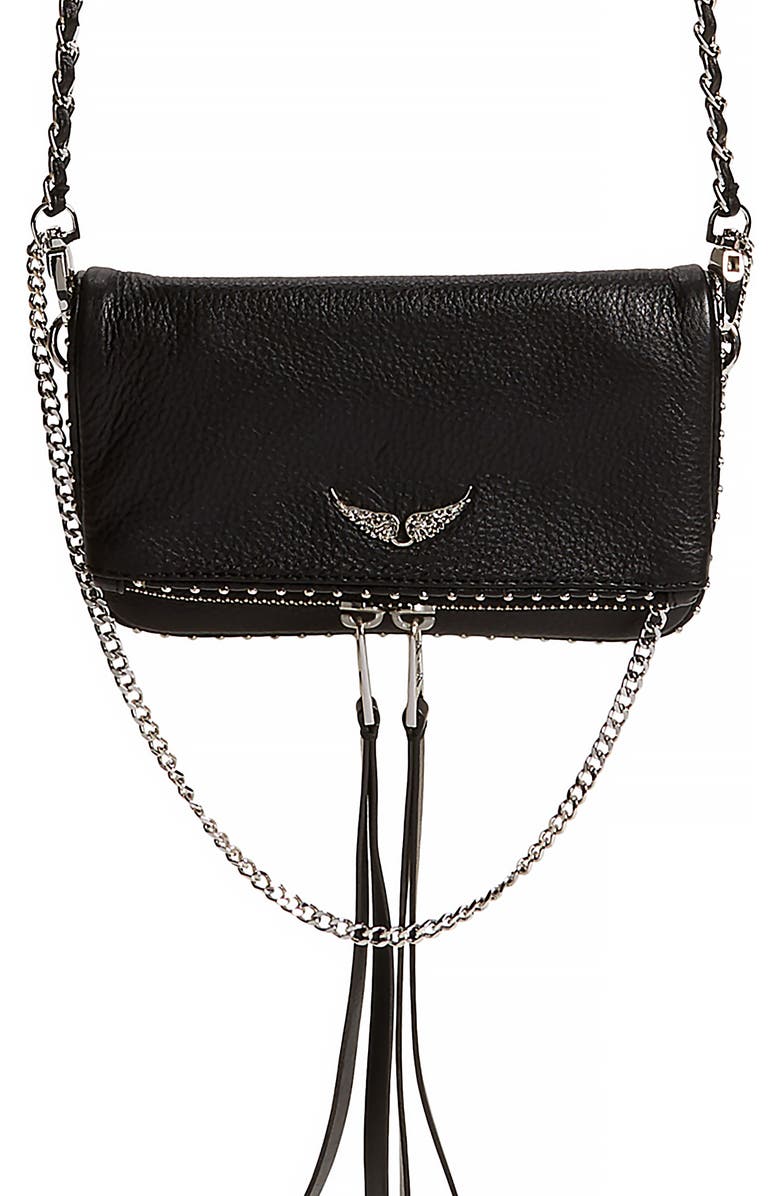 Zadig & Voltaire Rock Nano Leather Crossbody Bag, Main, color,