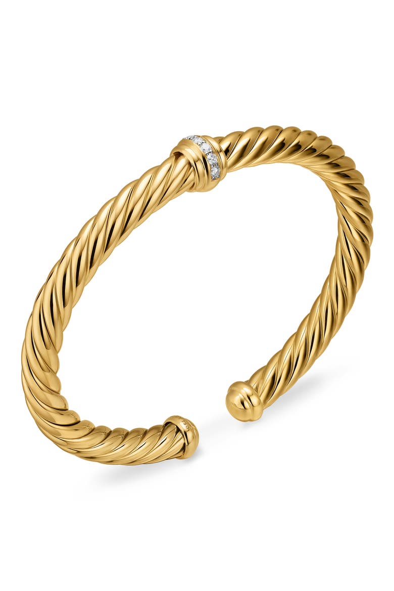 Cablespira® Flex Bracelet in 18K Gold with Diamonds, 6mm, Alternate, color, GOLD