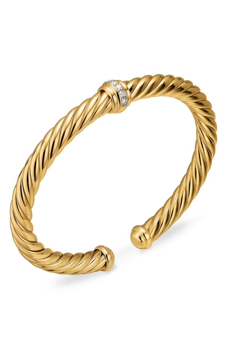 David Yurman Cablespira<sup>®</sup> Flex Bracelet in 18K Gold with Diamonds, 6mm, Alternate, color, Gold