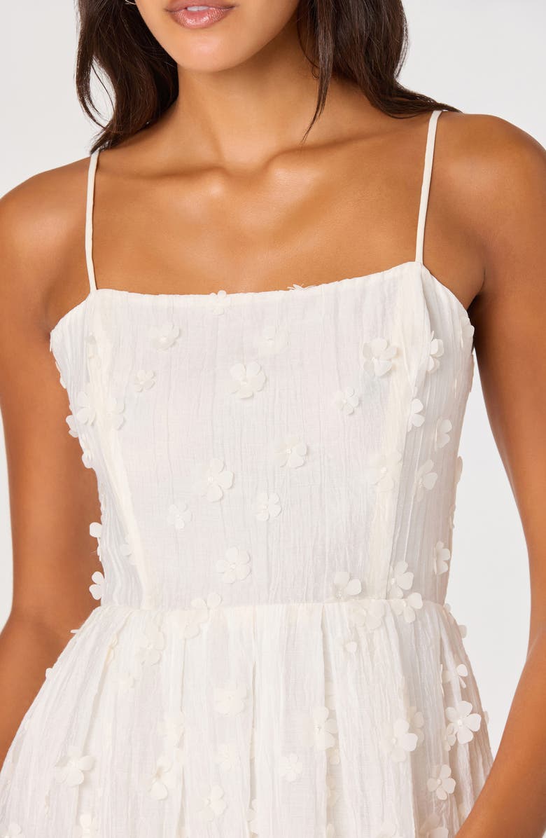 ASTR the Label Avani Floral Appliqué Fit & Flare Midi Dress, Alternate, color, Cream