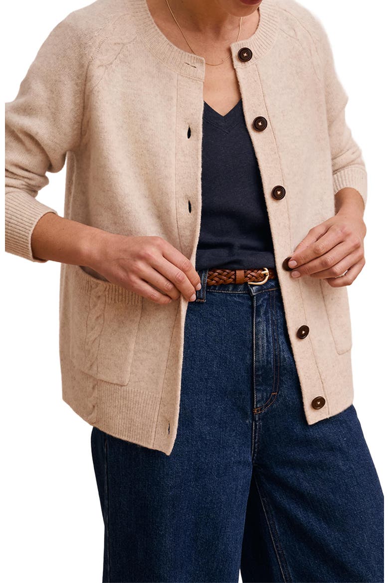 Cable Detail Raglan Cardigan, Alternate, color, Oatmeal