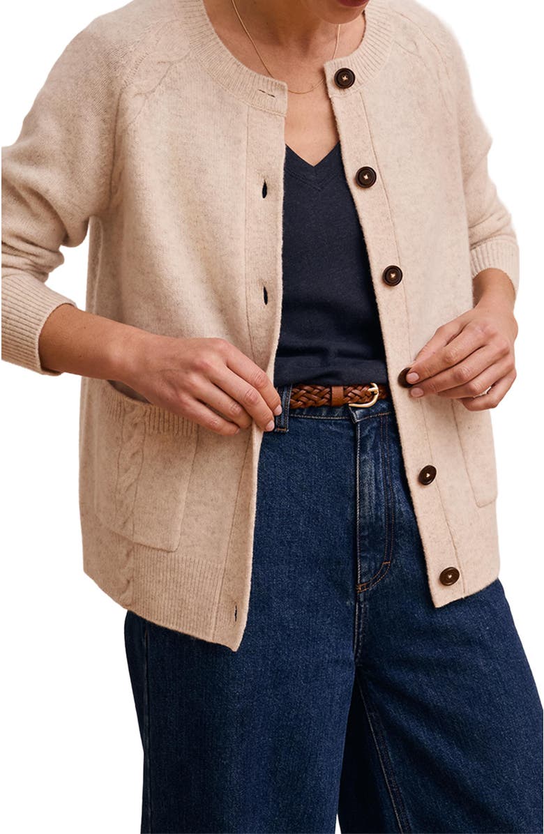 Celtic & Co. Cable Detail Raglan Cardigan, Alternate, color, Oatmeal