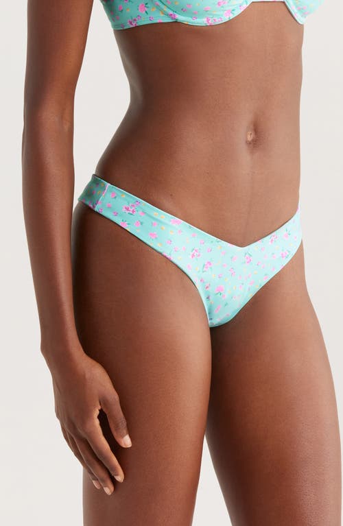 Kulani Kinis Retro Y Thong Bikini Bottoms In Blue