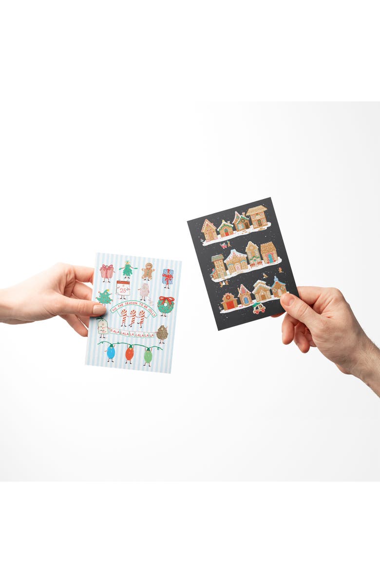 Ramus & Co Jolly People, Gingerbread Town, Tote With Presents Winter/Holiday/Christmas Greeting Card Pack Sets, Alternate, color, Multi-Pack