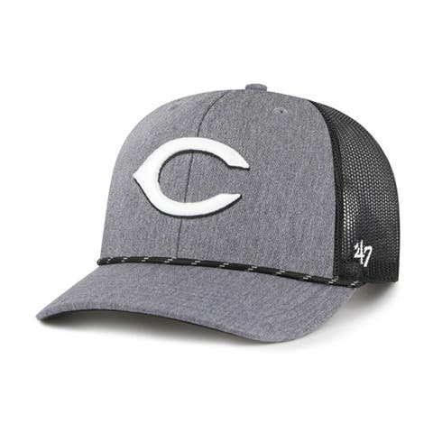 Men's '47 Charcoal Cincinnati Reds Carbon Rope Trucker Adjustable Hat