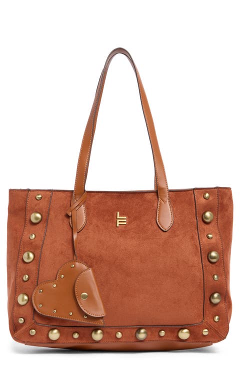 Faux Suede Studded Tote
