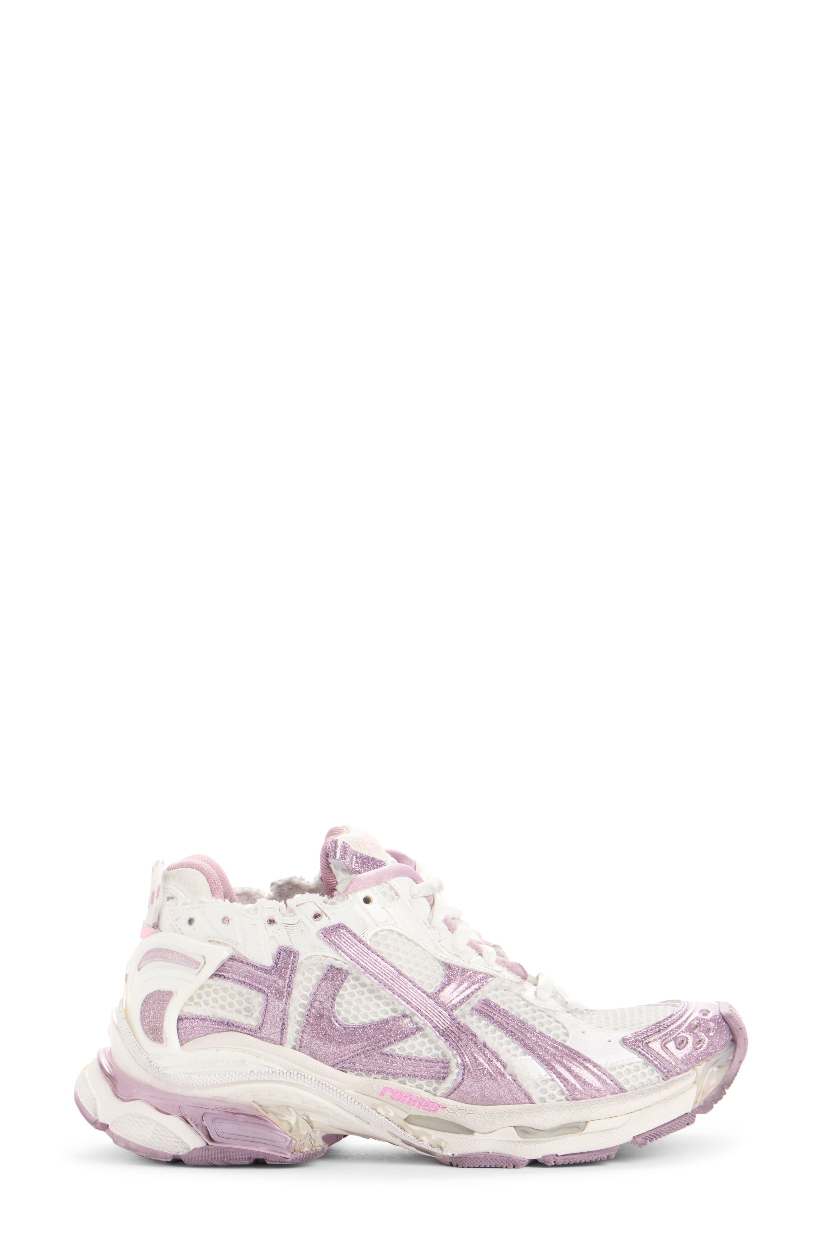 Balenciaga Glitter Runner Sneaker, Alternate, color, White/ Lilac/ Pink