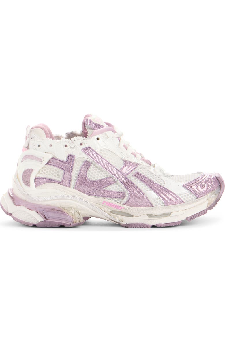 Balenciaga Glitter Runner Sneaker, Alternate, color, White/ Lilac/ Pink