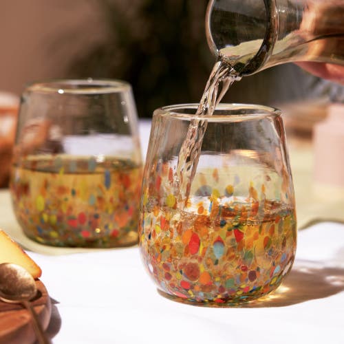 Twine Artistico Recycled Stemless Wine Glass Set In Multicolor