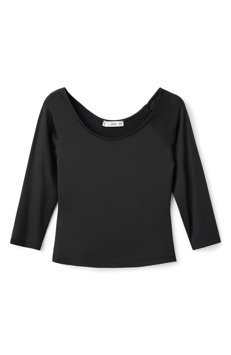 MANGO Three-Quarter Sleeve Top, Main, color, Black