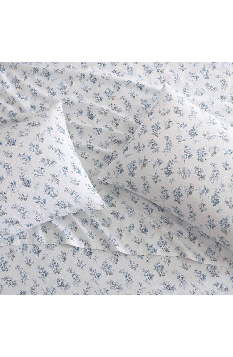 Laura Ashley Audrey Cotton Flannel Sheet Set, Alternate, color, Light Pastel Grey