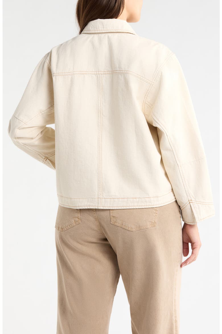 Topstitch Denim Jacket, Alternate, color, HEATHERED BIRCH/ CARAMEL