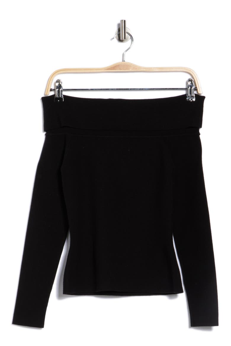 Off the Shoulder Rib Knit Top, Alternate, color, BLACK