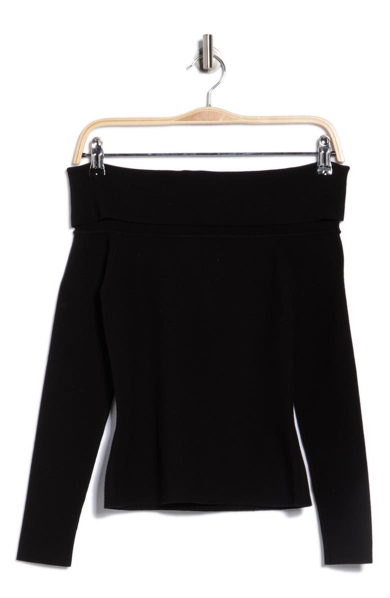 NSR Off the Shoulder Rib Knit Top, Alternate, color, Black