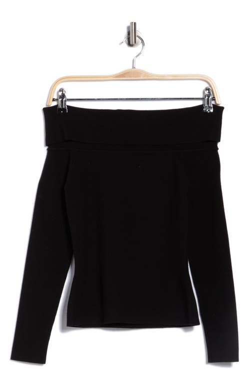Nsr Off The Shoulder Rib Knit Top In Black