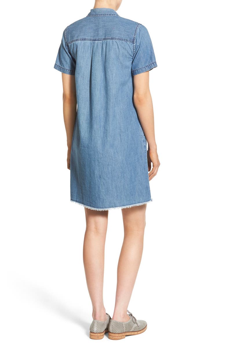 Madewell Frayed Hem Denim Shirtdress, Alternate, color, 