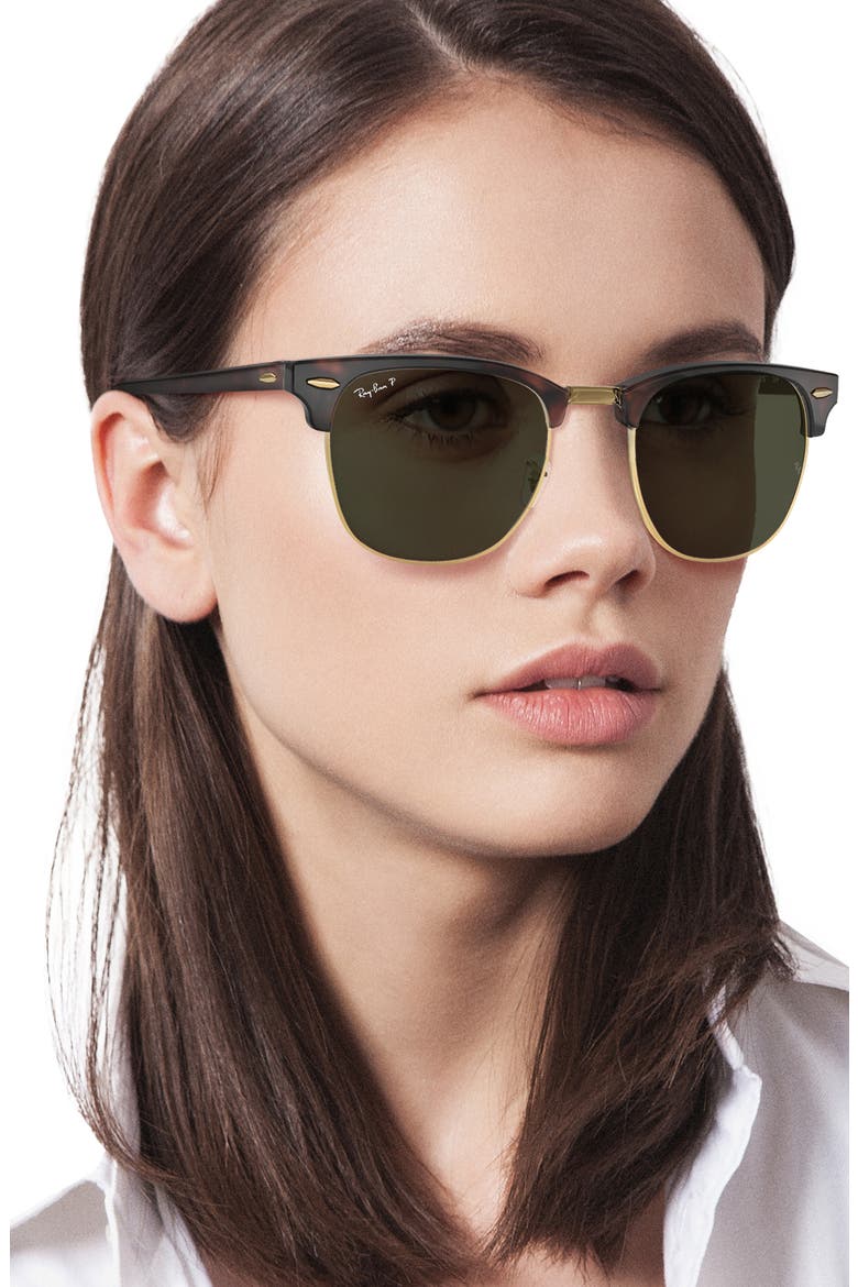 Classic Clubmaster 51mm Polarized Sunglasses, Alternate, color, RED HAVANA