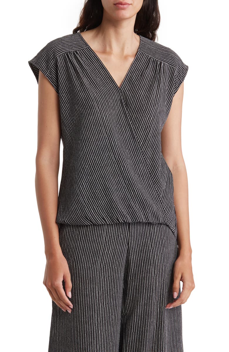 MAX STUDIO Cap Sleeve Faux Wrap Blouse, Main, color,