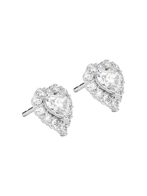Bliss Diamond 1.30ct Heart Shape Diamond Halo Studs Or Gold Lab Grown In White