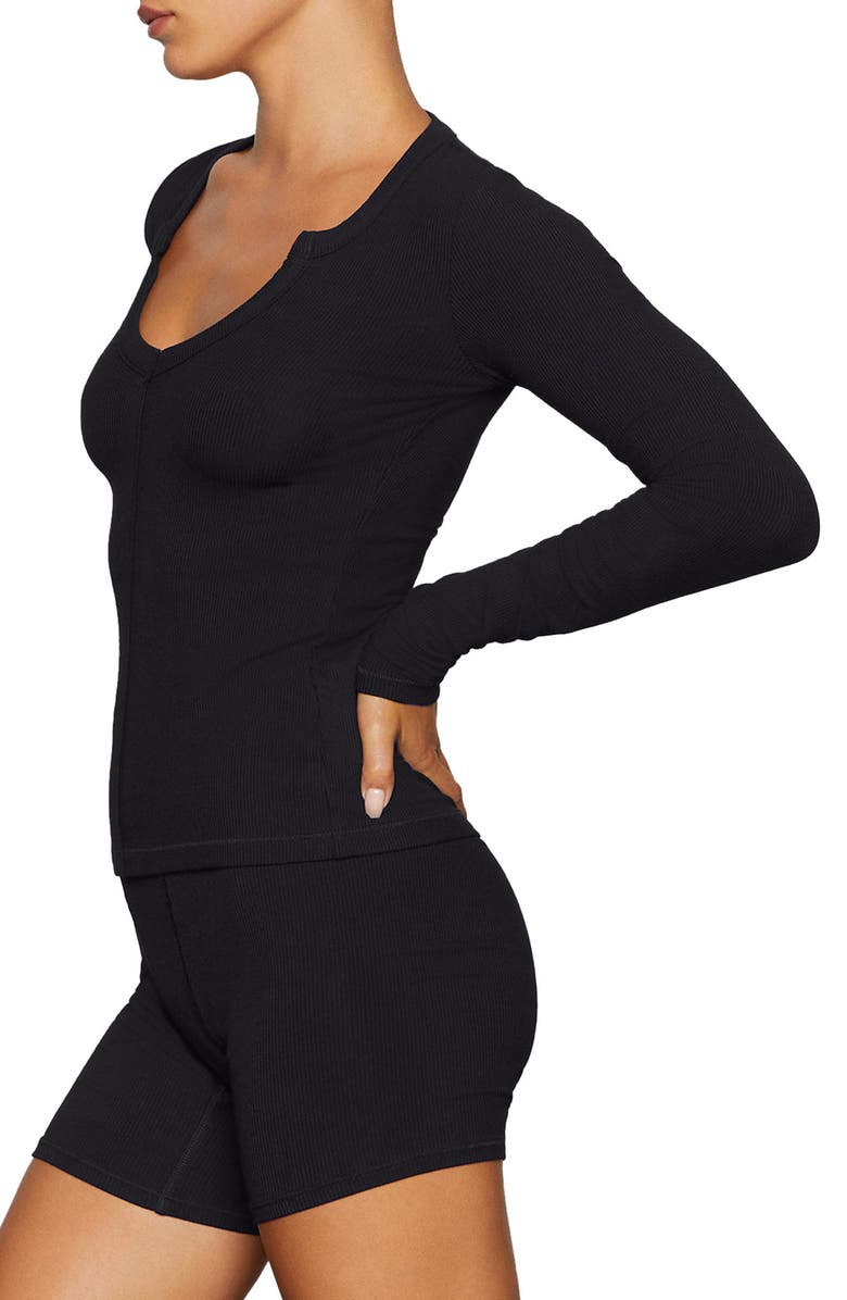 SKIMS Soft Lounge Split Neck Long Sleeve Top, Alternate, color,