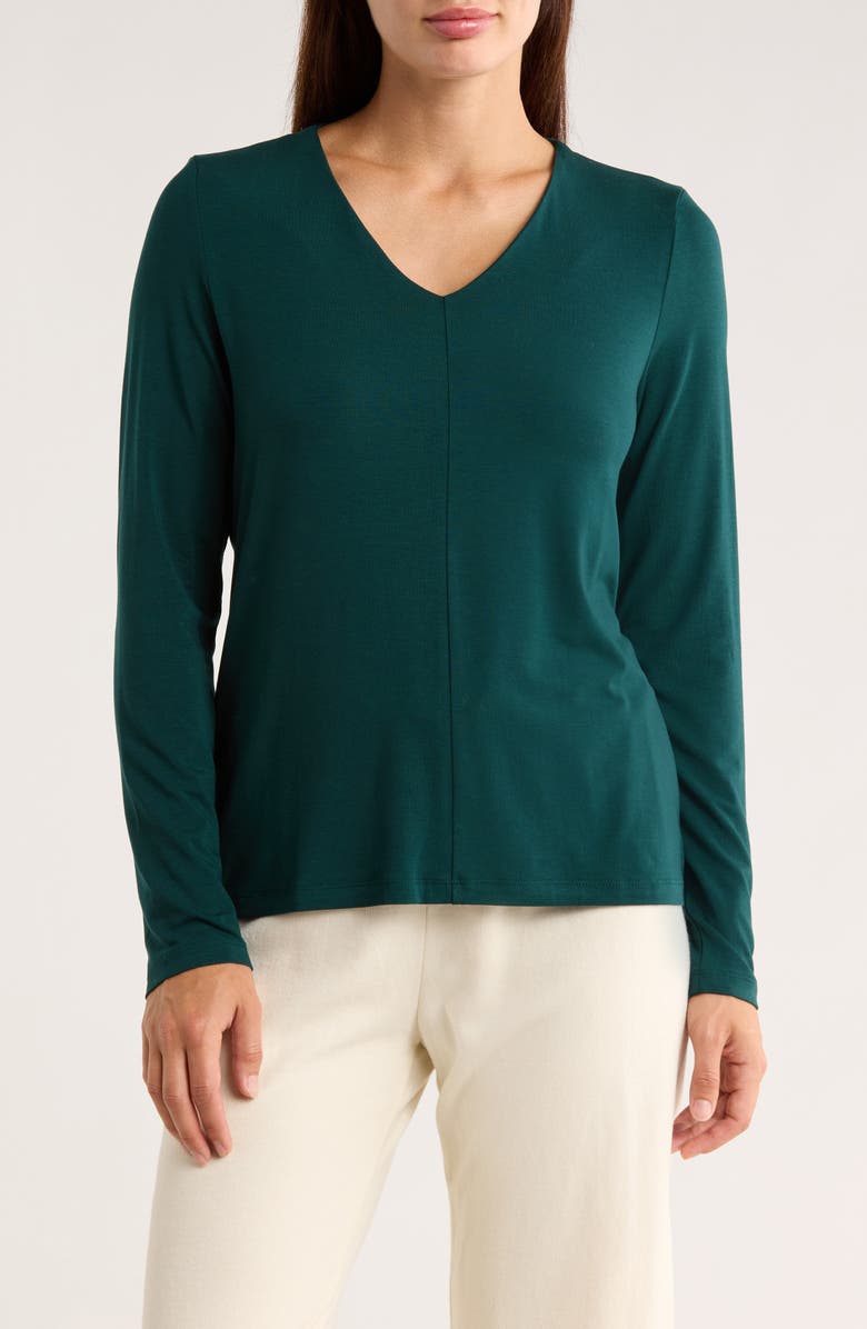 Eileen Fisher Long Sleeve V-Neck Top, Main, color,