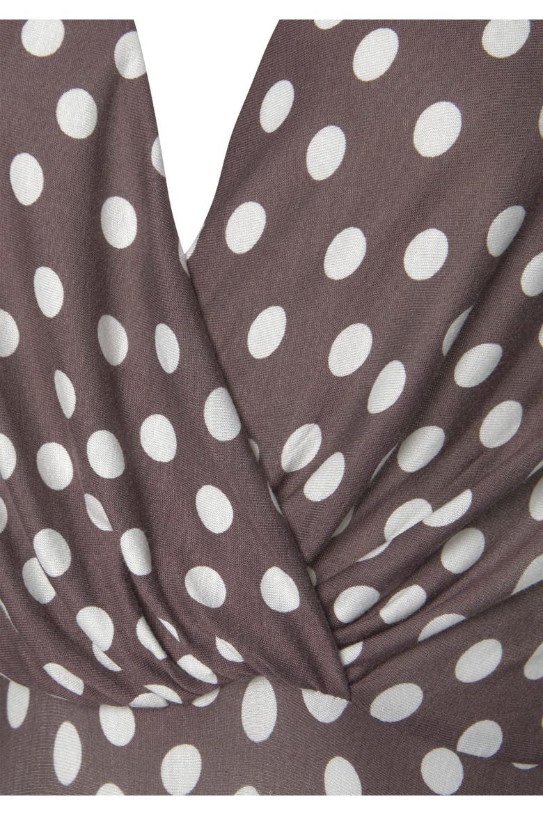 Polka Dot V-Neck Dress, Alternate, color, Brown Multi