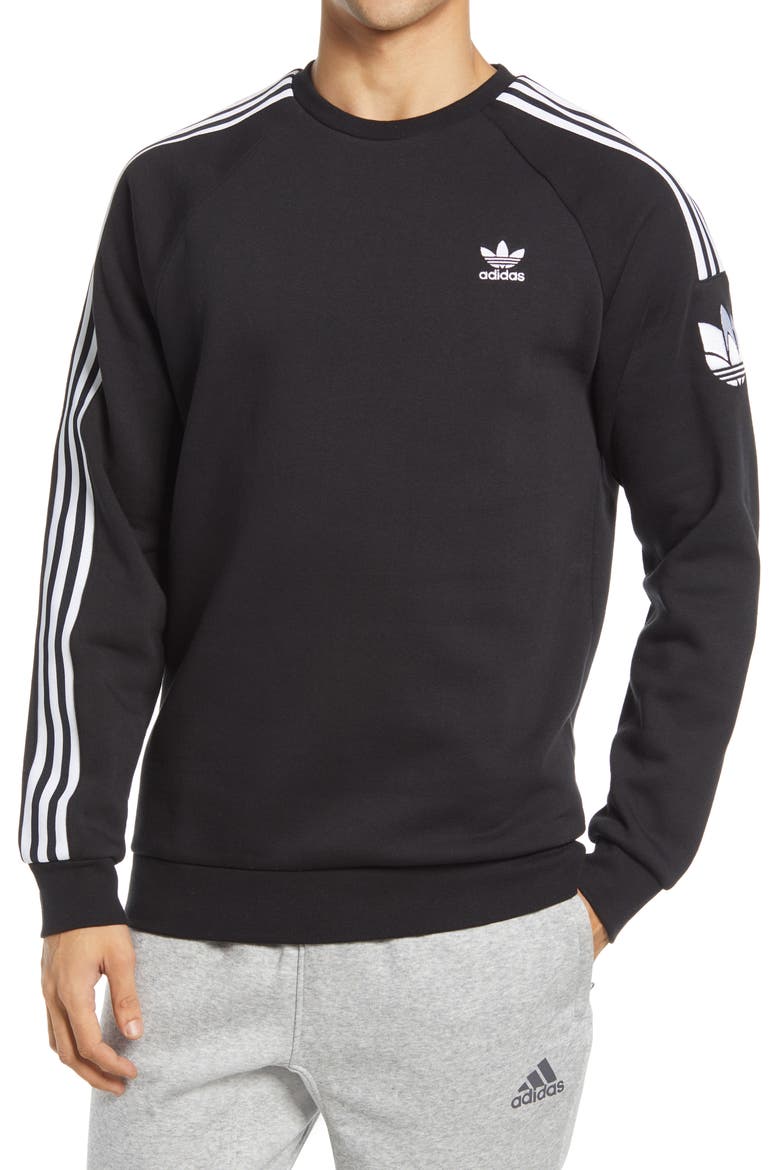 Men's 3-Stripes Crewneck Sweatshirt, Main, color, BLACK