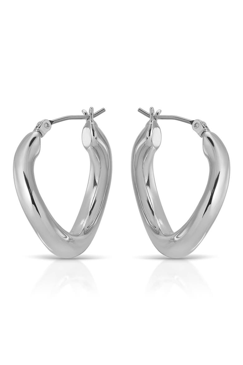 Curved Classic Hoop Earrings, Alternate, color, SILVER
