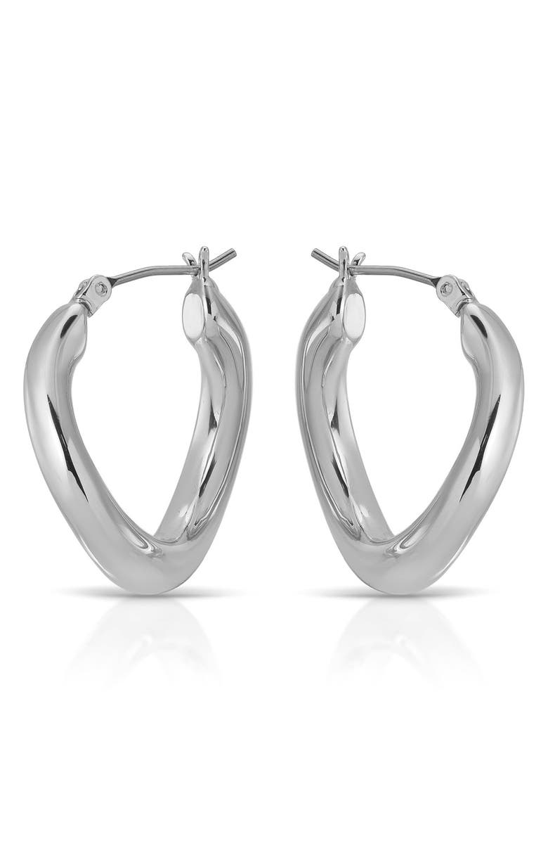 Ettika Curved Classic Hoop Earrings, Alternate, color, Silver