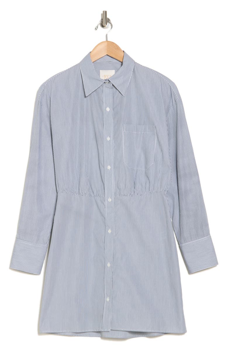 TWP Devon Pinstripe Shirtdress, Alternate, color, White / Hunter Green