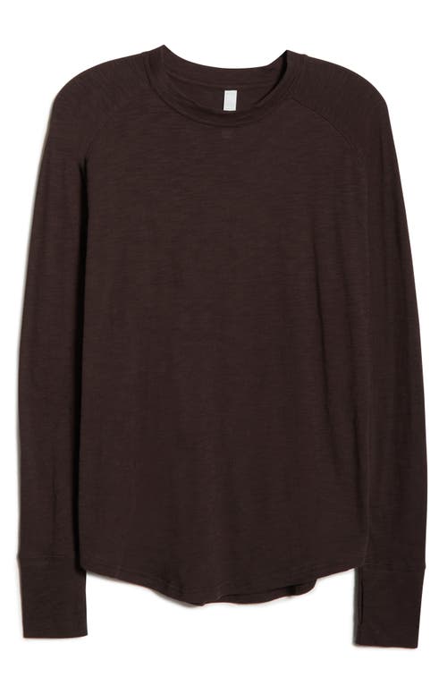 Zella Relaxed Washed 2.0 Long Sleeve Slub Tee In Brown