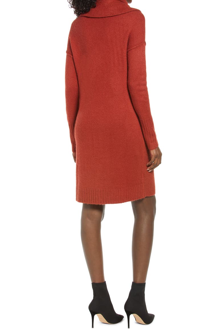 Luci Cowl Neck Long Sleeve Sweater Dress, Alternate, color, CHILI OIL