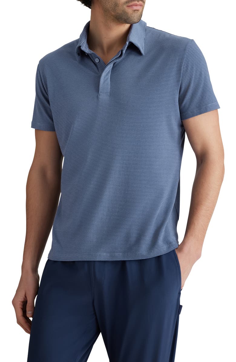Tommy John Second Skin Comfort Polo, Main, color, Vintage Indigo Fine Stripe