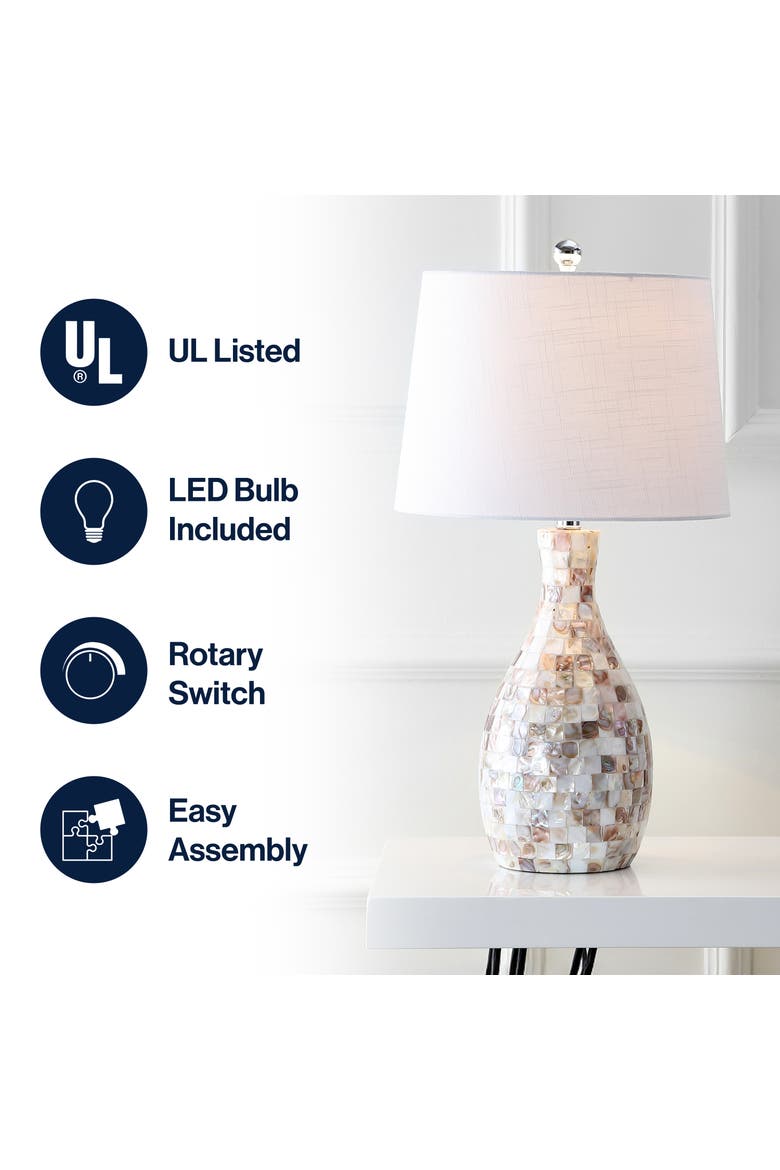 Verna 26.5" Seashell LED Table Lamp, Ivory/Beige, Alternate, color, Ivory/Beige