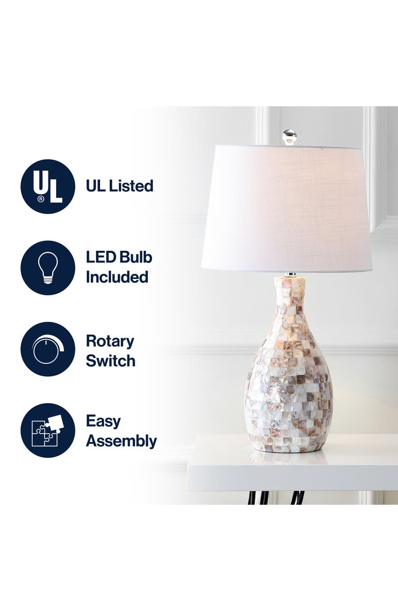 JONATHAN Y Verna 26.5" Seashell LED Table Lamp, Ivory/Beige, Alternate, color, Ivory/Beige