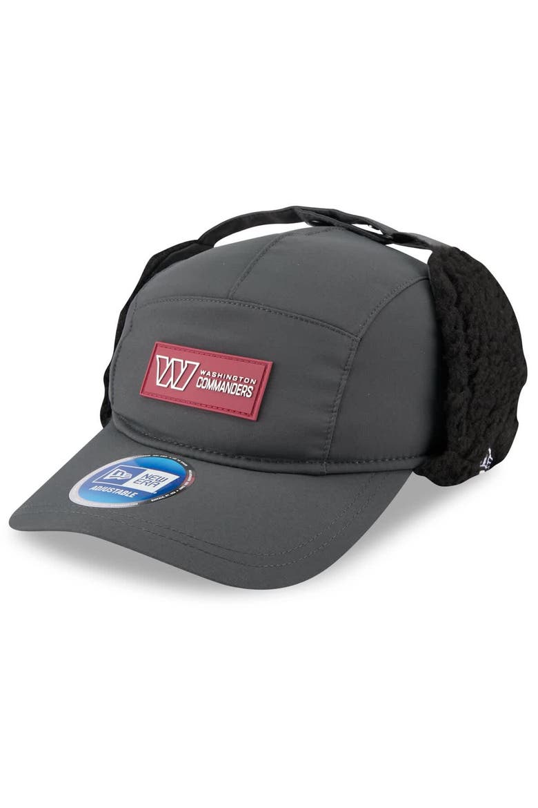 Men's New Era Charcoal Washington Commanders 2025 Sideline Cold Weather Runner Dog Ear Adjustable Hat, Main, color, Charcoal