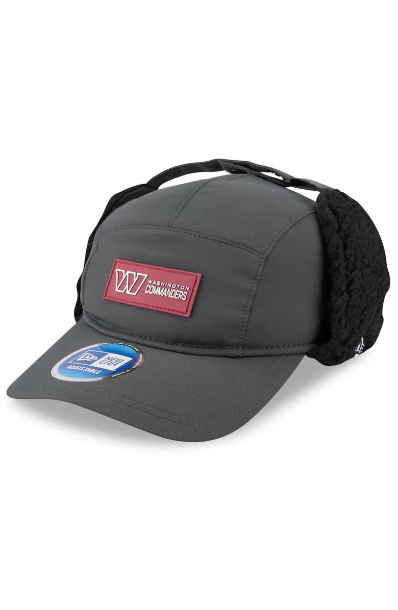 New Era Men's New Era Charcoal Washington Commanders 2025 Sideline Cold Weather Runner Dog Ear Adjustable Hat, Main, color, Charcoal