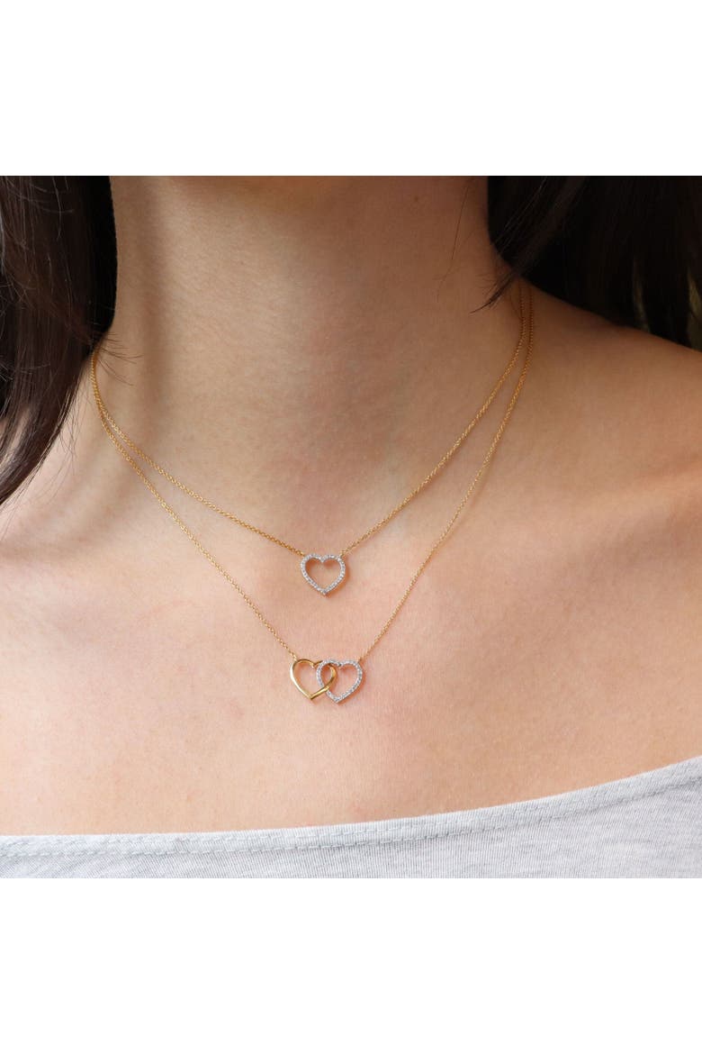 Diamond Open Heart Necklace, Alternate, color, Gold Plated Sterling Silver
