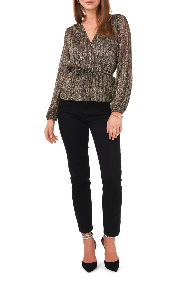 Metallic Crossfront Top, Alternate, color, RICH BLACK